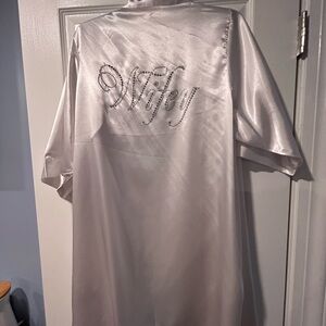 Amazon Silver Satin Robe